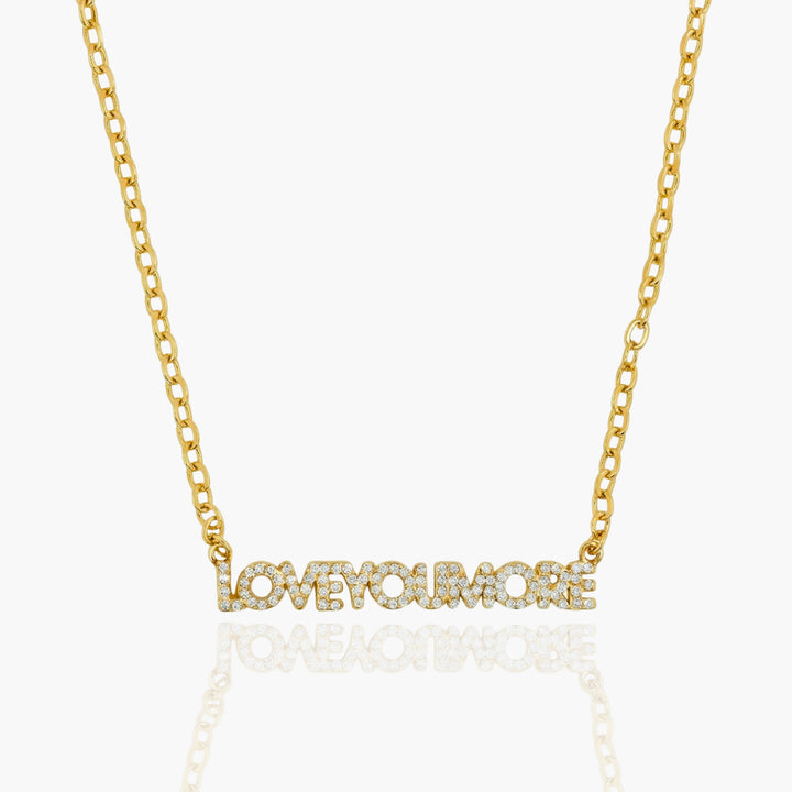 Love You More Gold Horizontal Necklace Bling