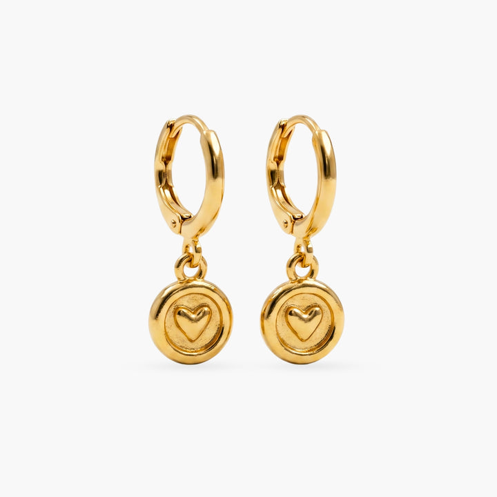 Circle with Heart Earrings