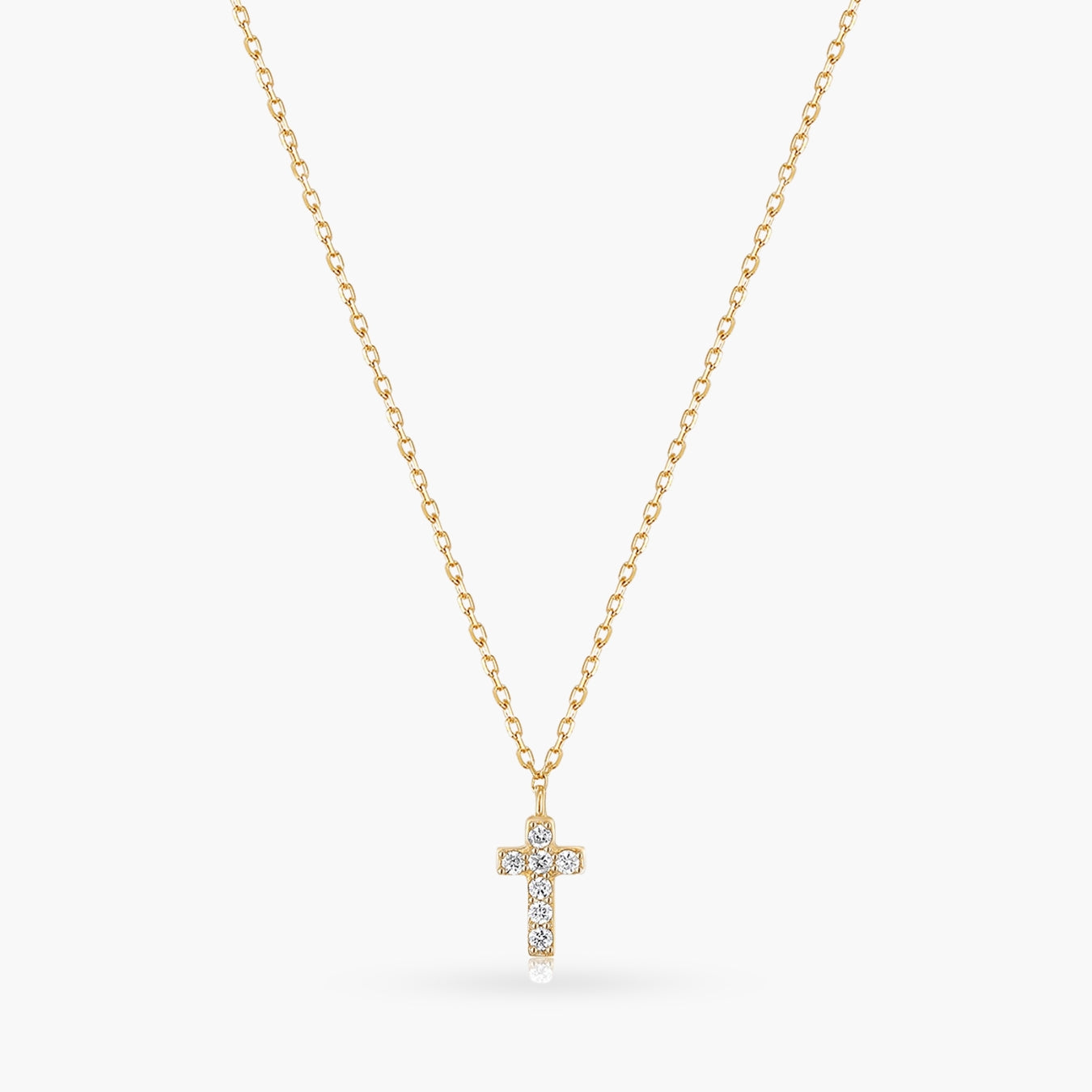 14K Diamond Dainty Cross Gold Necklace