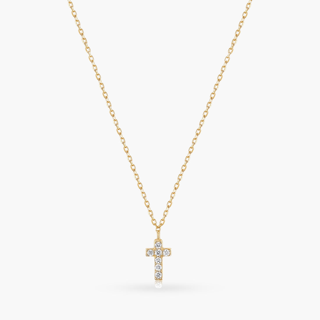 14K Diamond Dainty Cross Gold Necklace
