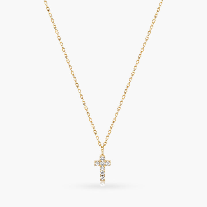 14K Diamond Dainty Cross Gold Necklace