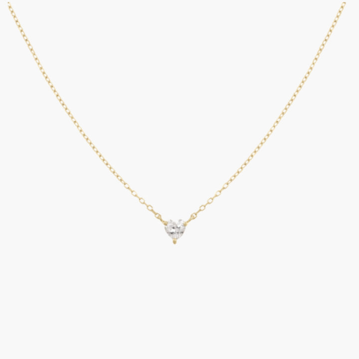 14K Tiny Heart Diamond Gold Necklace