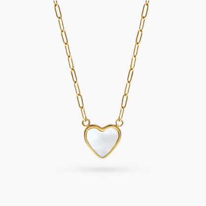 Mother of Pearl Heart Gold Necklace