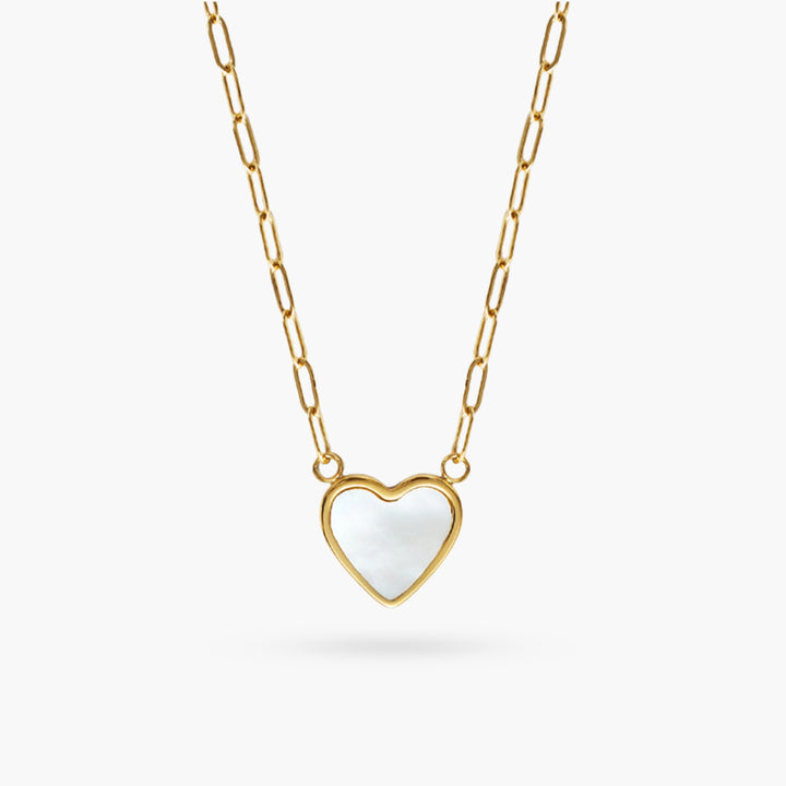 Mother of Pearl Heart Gold Necklace