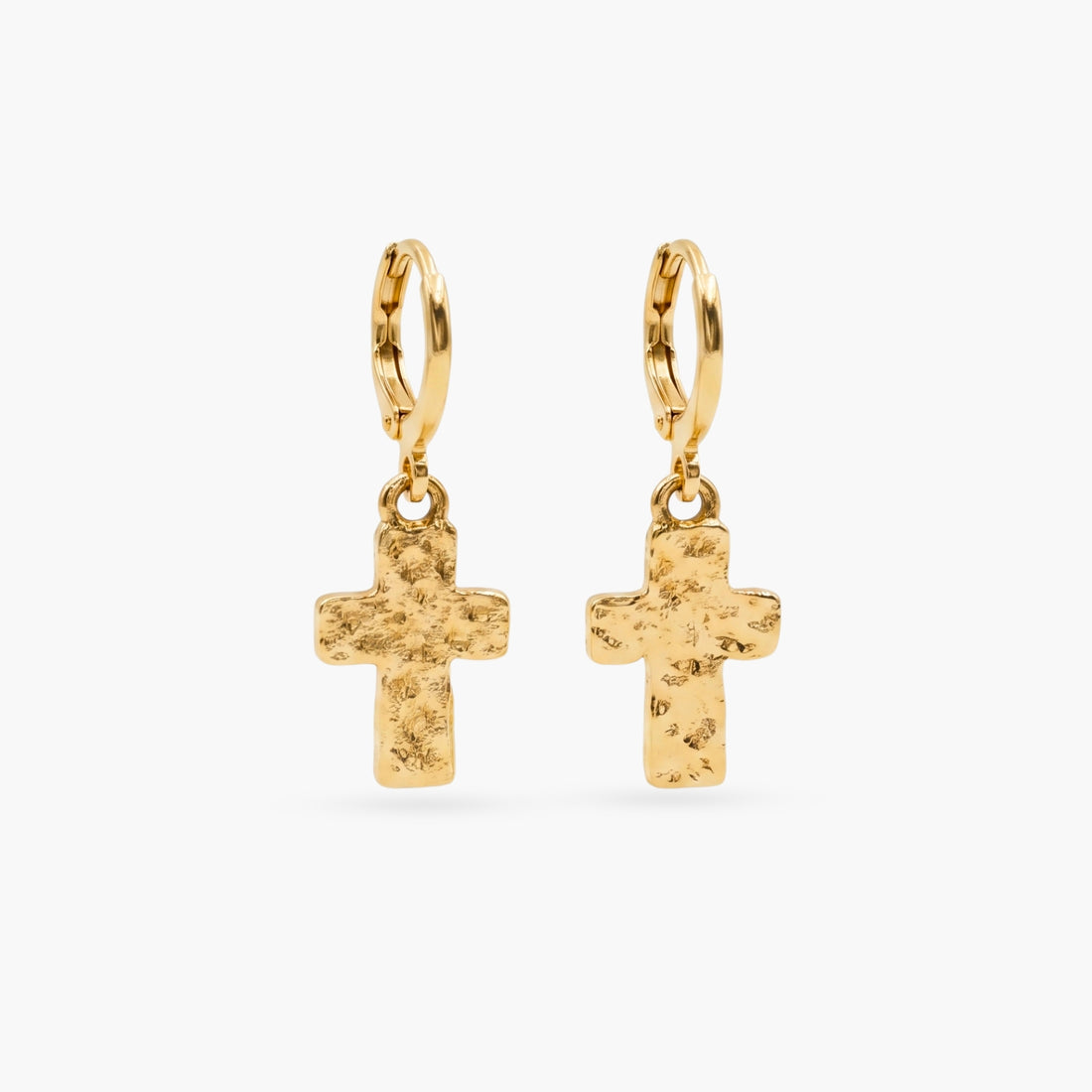 The Hammered Cross Earrings