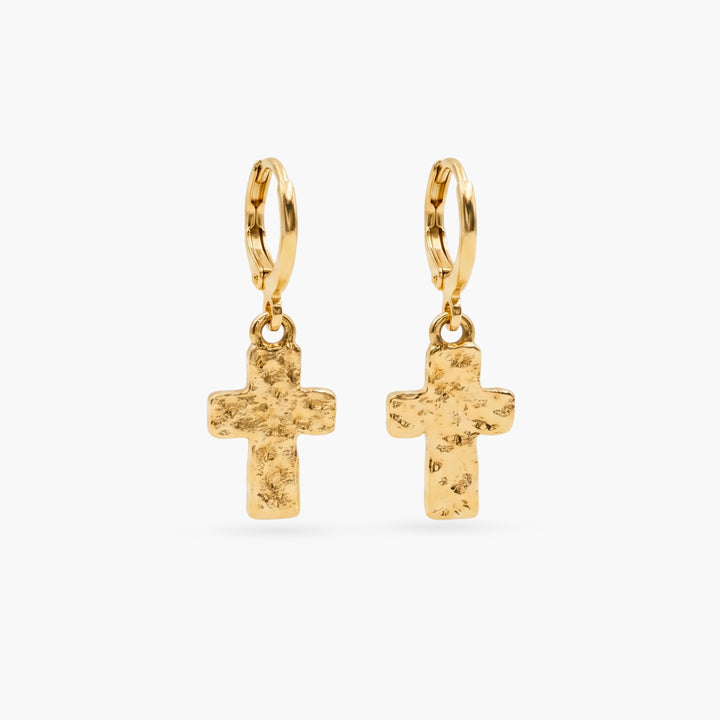 The Hammered Cross Earrings