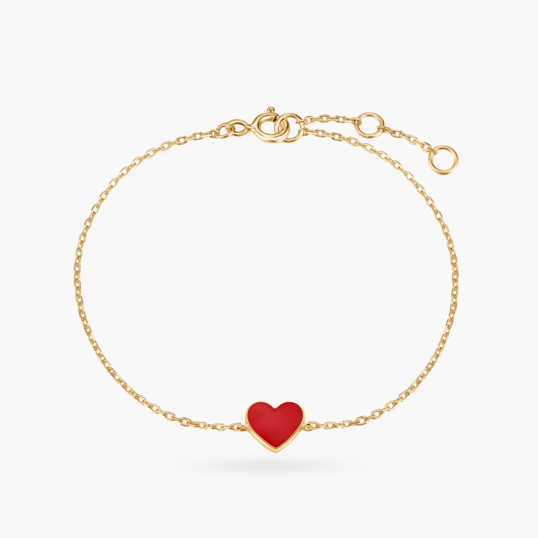 14k Gold Red Heart Gold Bracelet