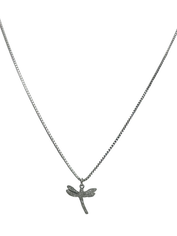 The Glitter DragonFly Silver Necklace