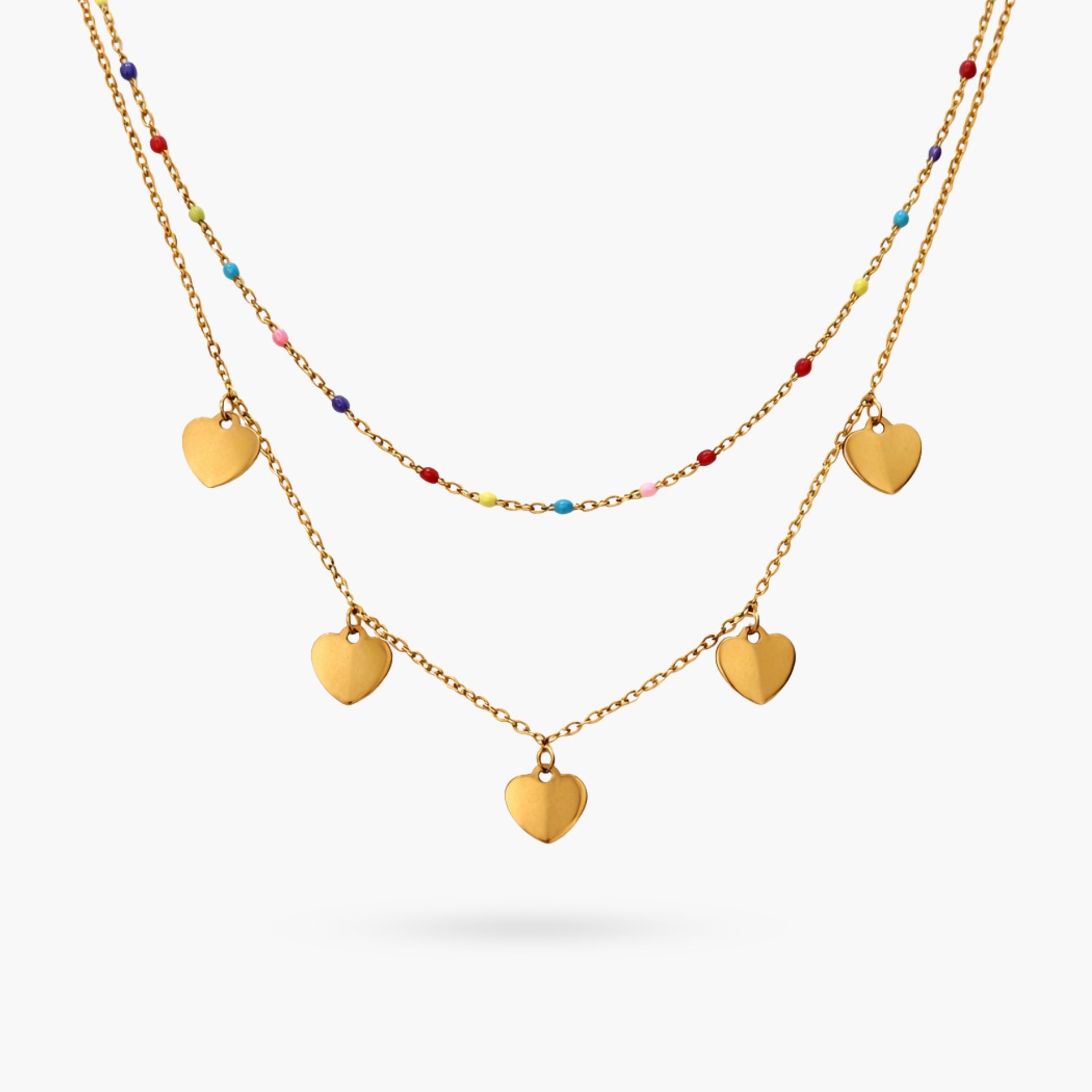 The Hearts Double Gold Necklace
