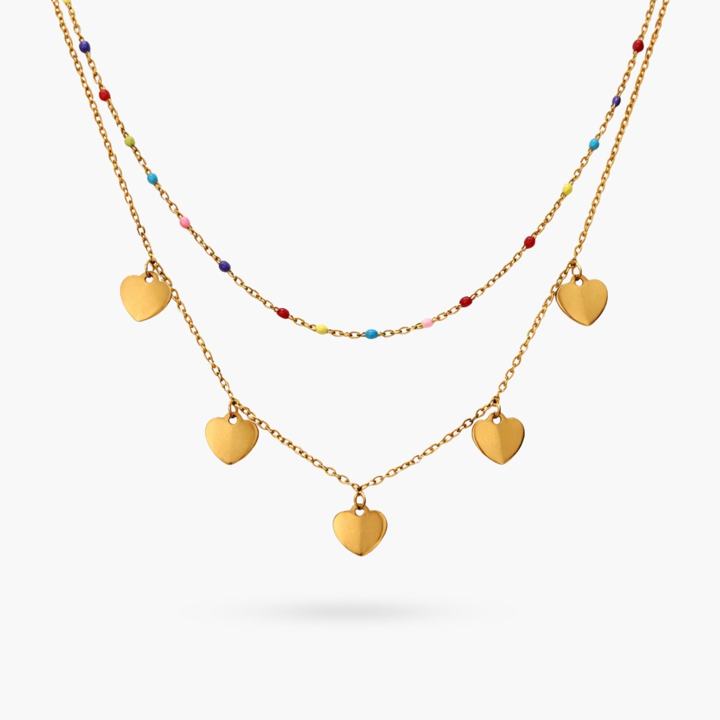 The Hearts Double Gold Necklace