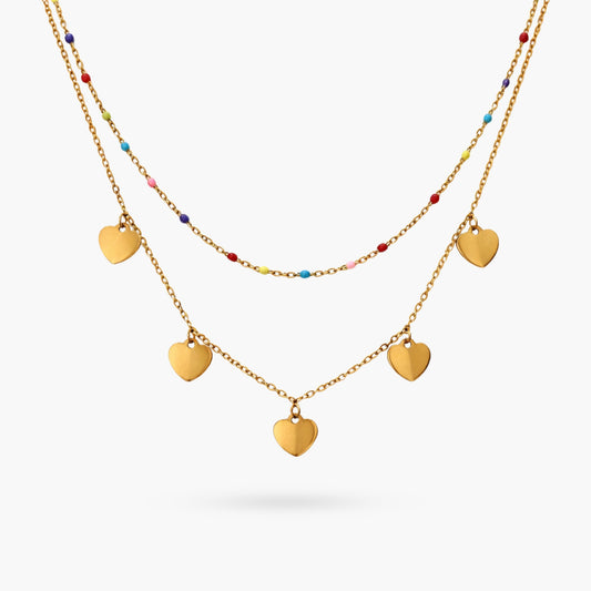 The Hearts Double Gold Necklace