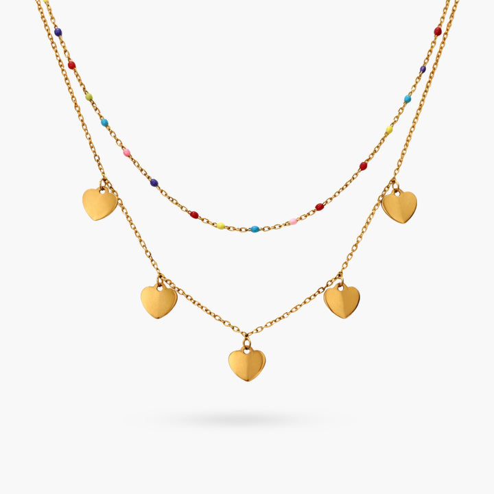 The Hearts Double Gold Necklace