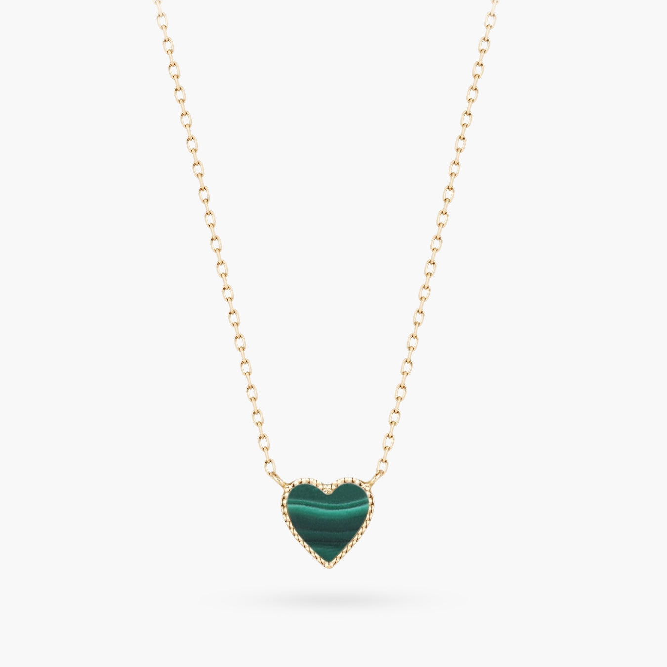 14K Jade Heart Gold Dainty Necklace