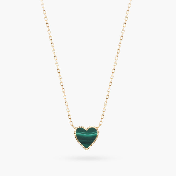 14K Jade Heart Gold Dainty Necklace