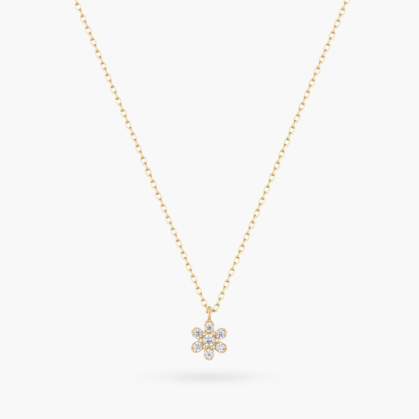 14K Diamond Dainty Daisy Gold Necklace