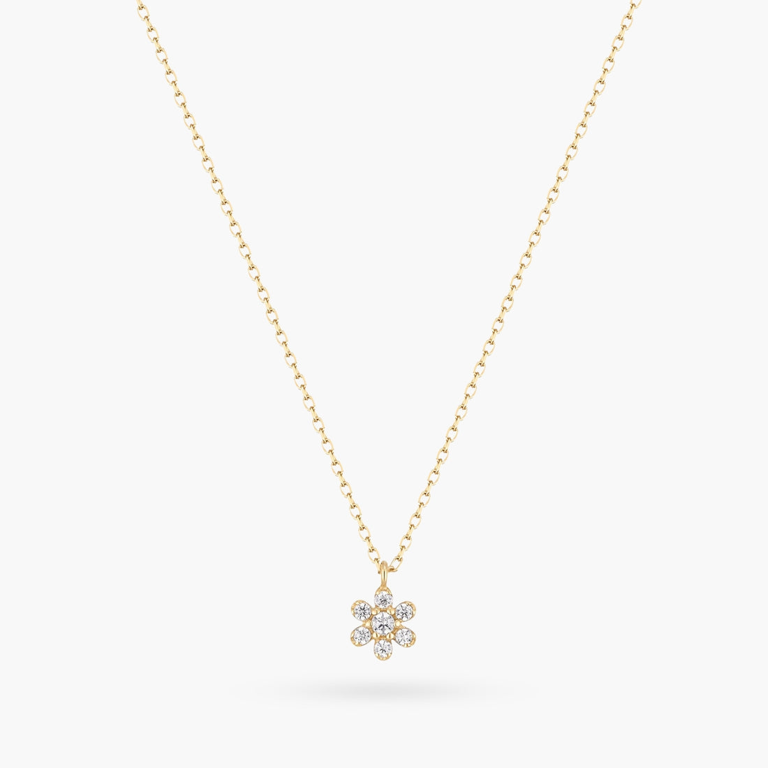 14K Diamond Dainty Daisy Gold Necklace
