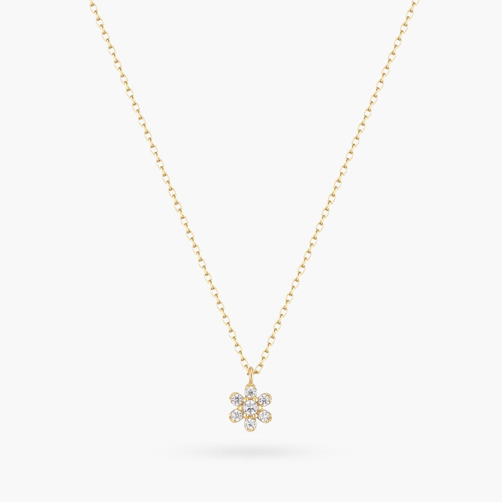 14K Diamond Dainty Daisy Gold Necklace