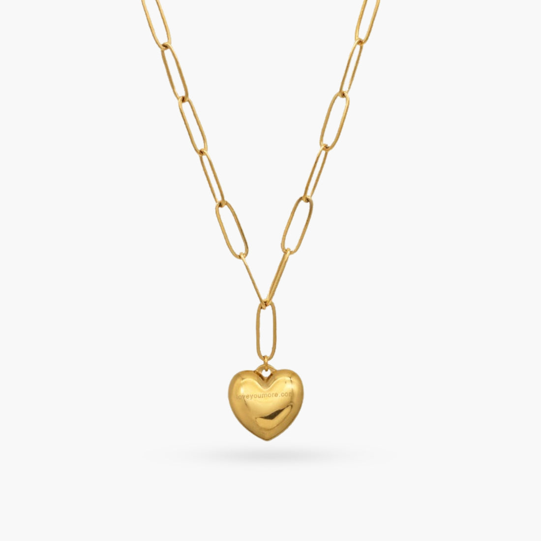 Paperclip Chain Link Necklace - Bubbly Heart