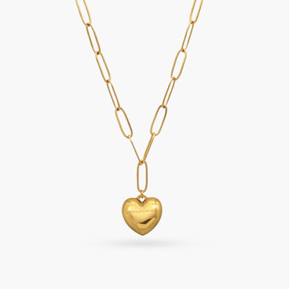 Paperclip Chain Link Necklace - Bubbly Heart