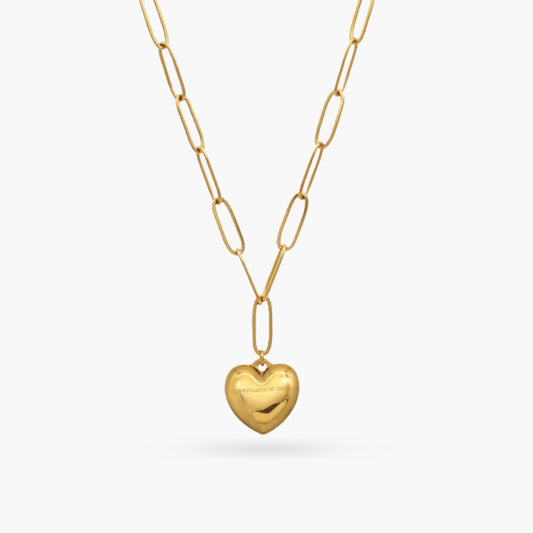 Paperclip Chain Link Necklace - Bubbly Heart