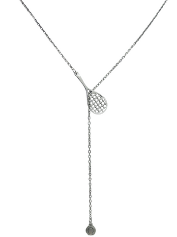 The Love Wins Tennis Silver Lariat Necklace