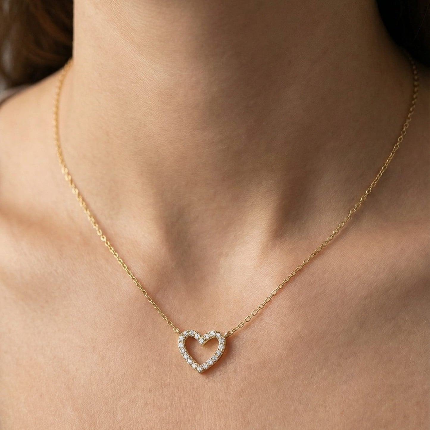 14K Diamond Dainty Heart in Gold Necklace