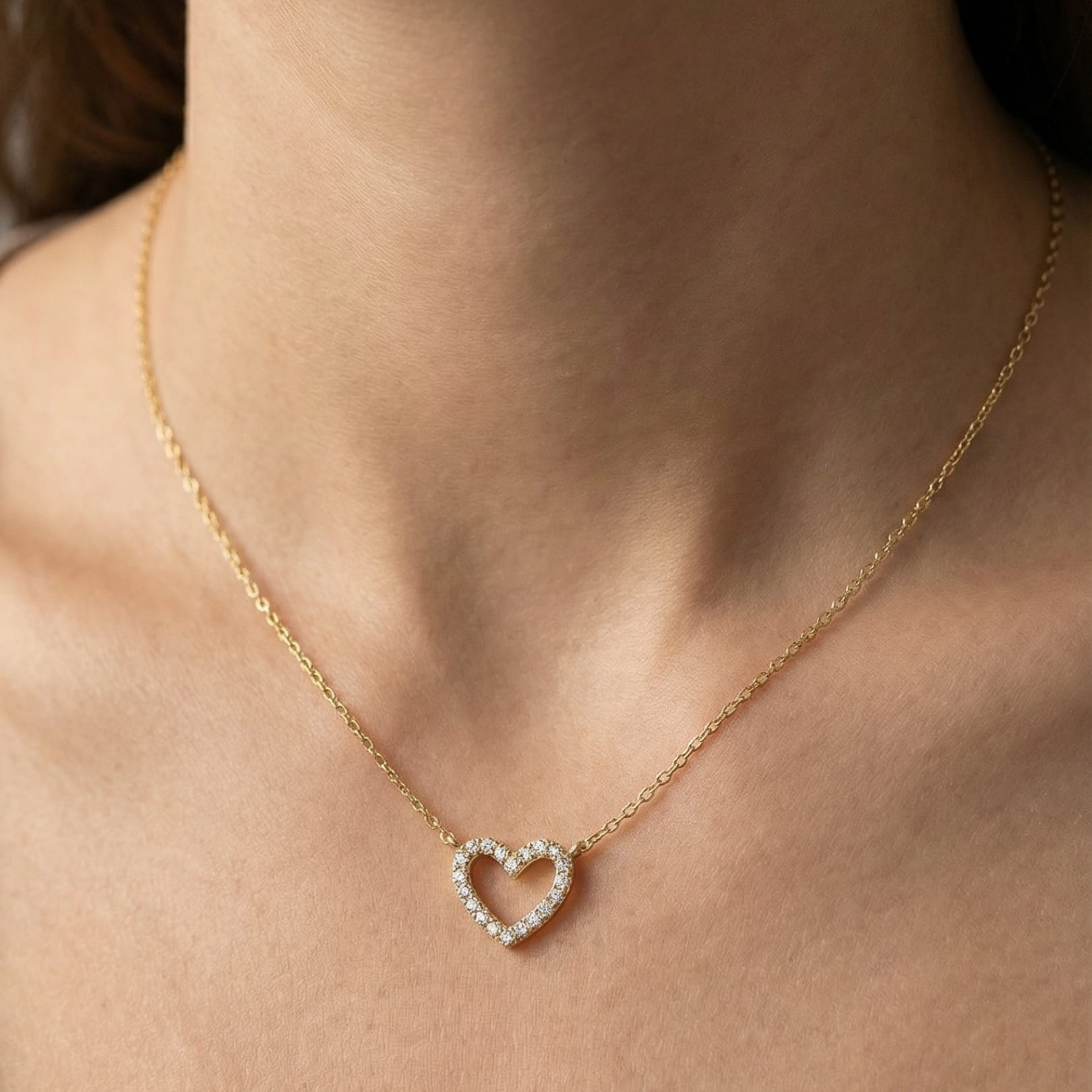 14K Diamond Dainty Heart in Gold Necklace