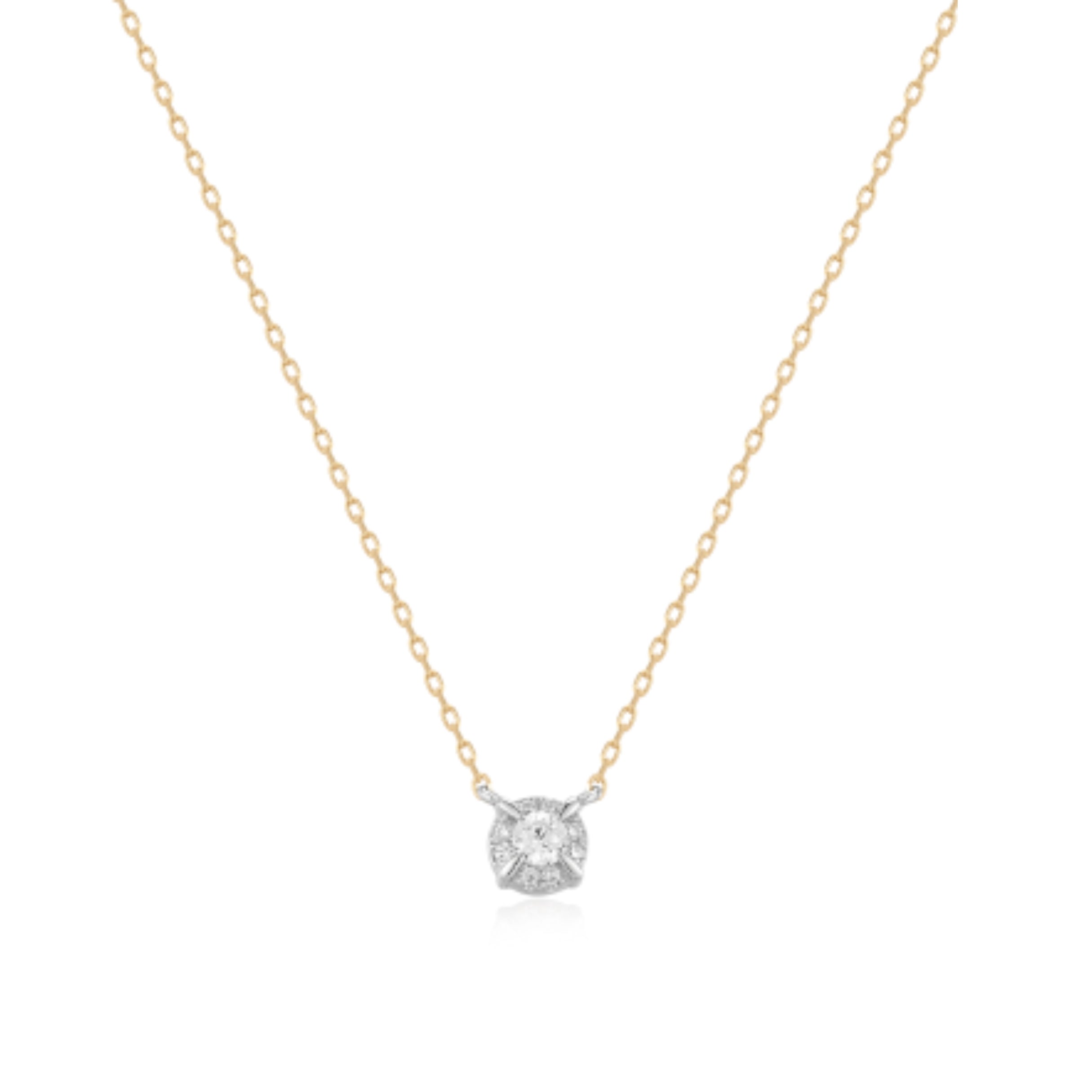 14K Diamond Stone Dainty Gold Necklace