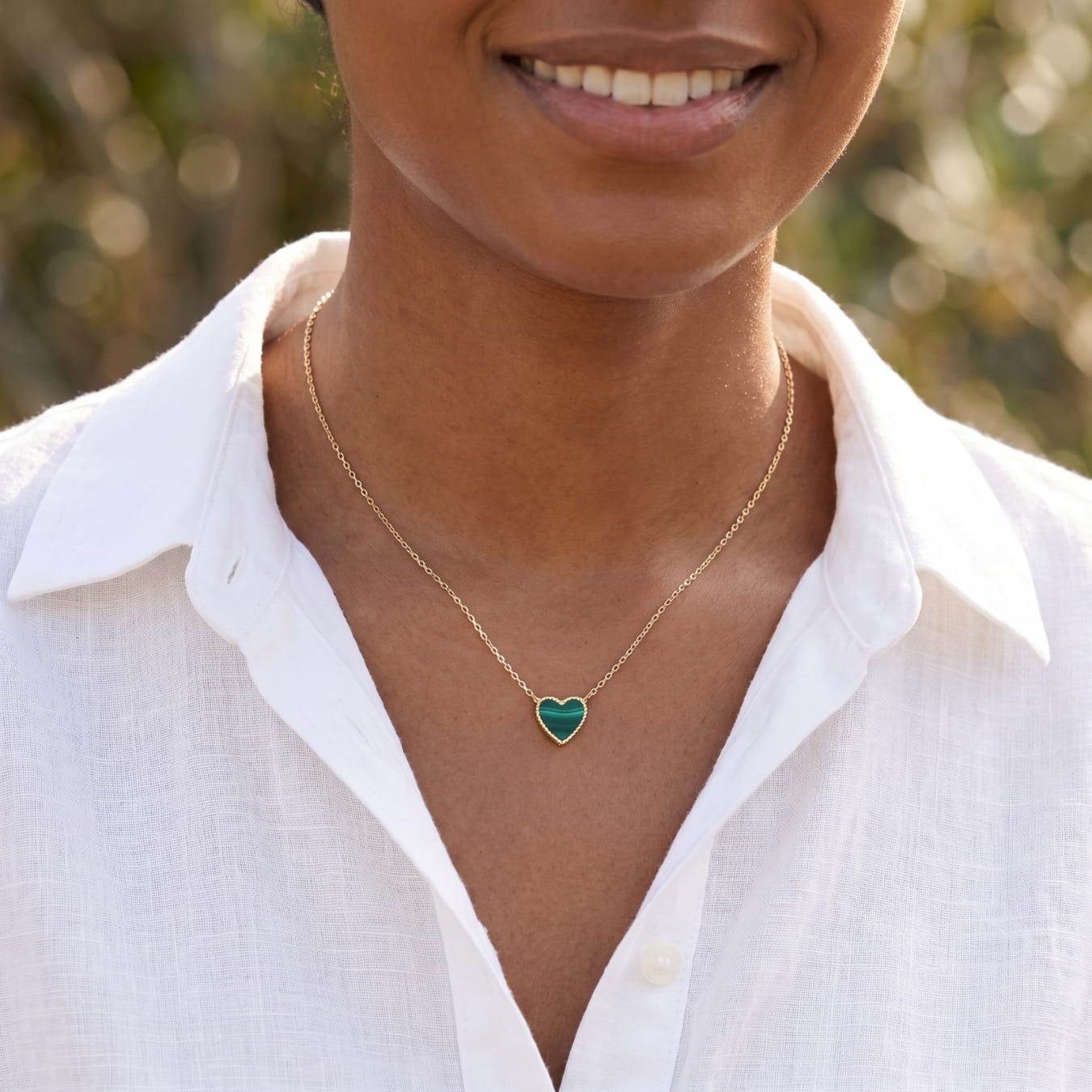 14K Jade Heart Gold Dainty Necklace