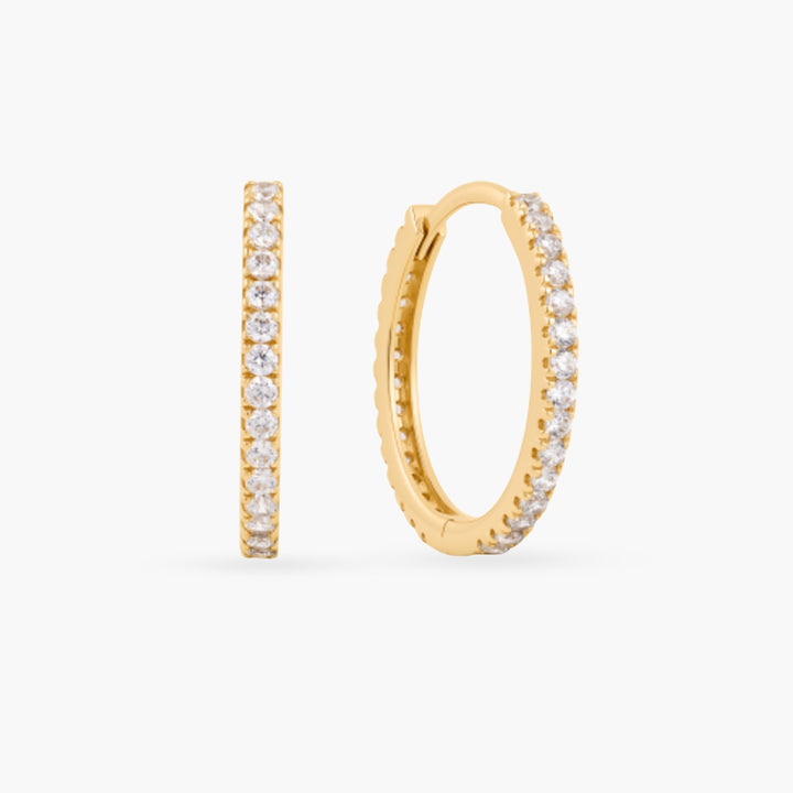 14k Gold Diamond Hoops