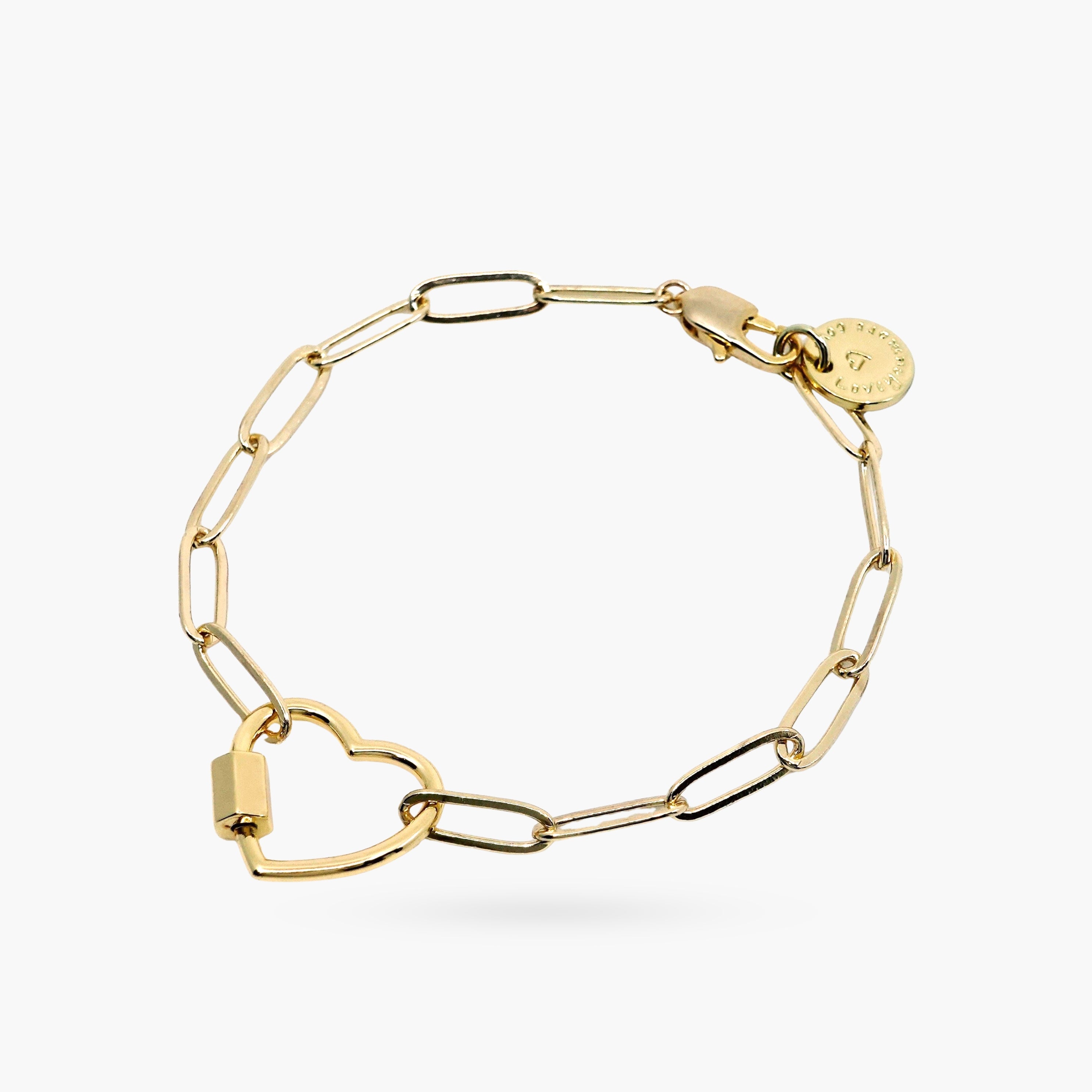 Gold Paperclip Chain Bracelet - Charms