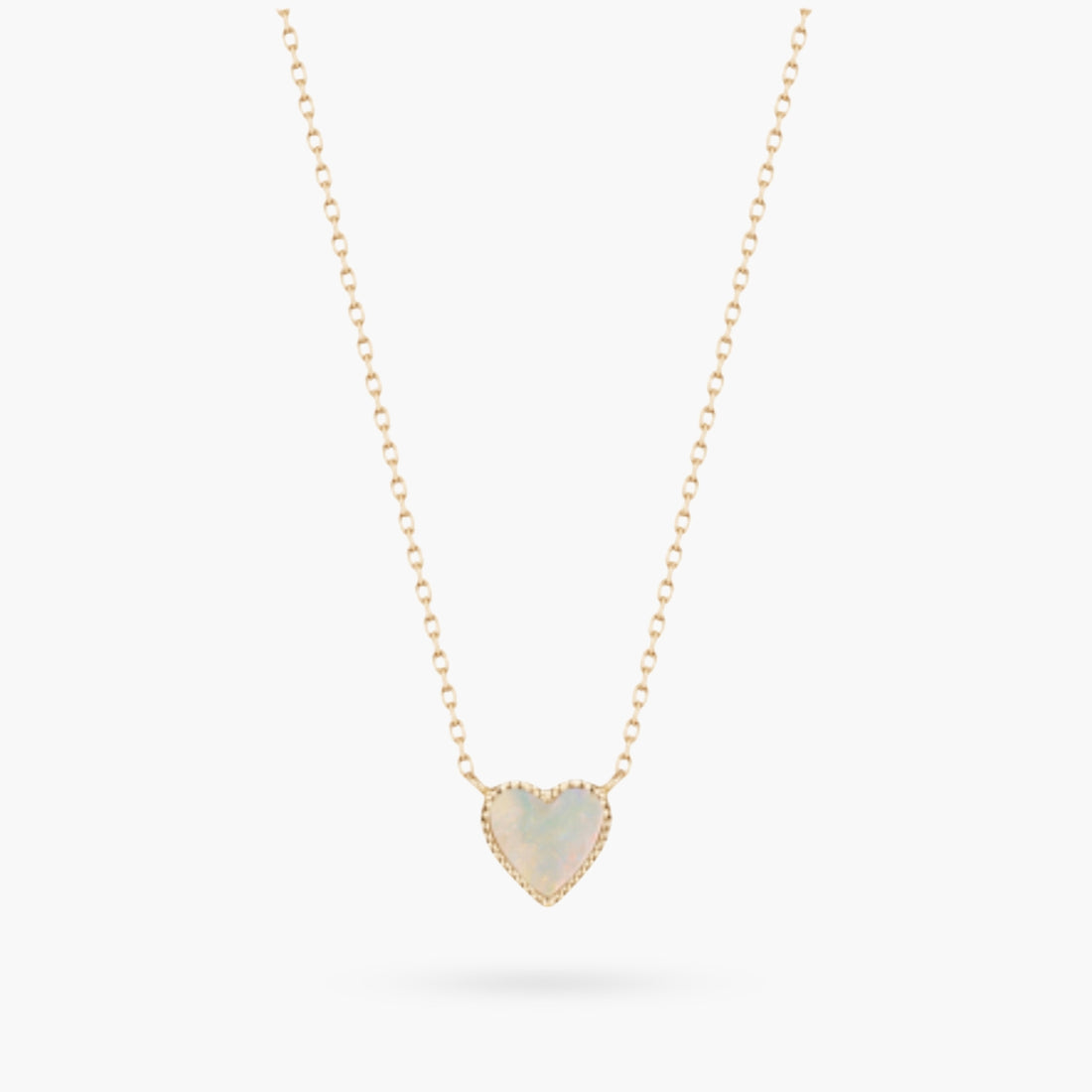 14K Mother of Pearl Heart Gold Dainty Necklace