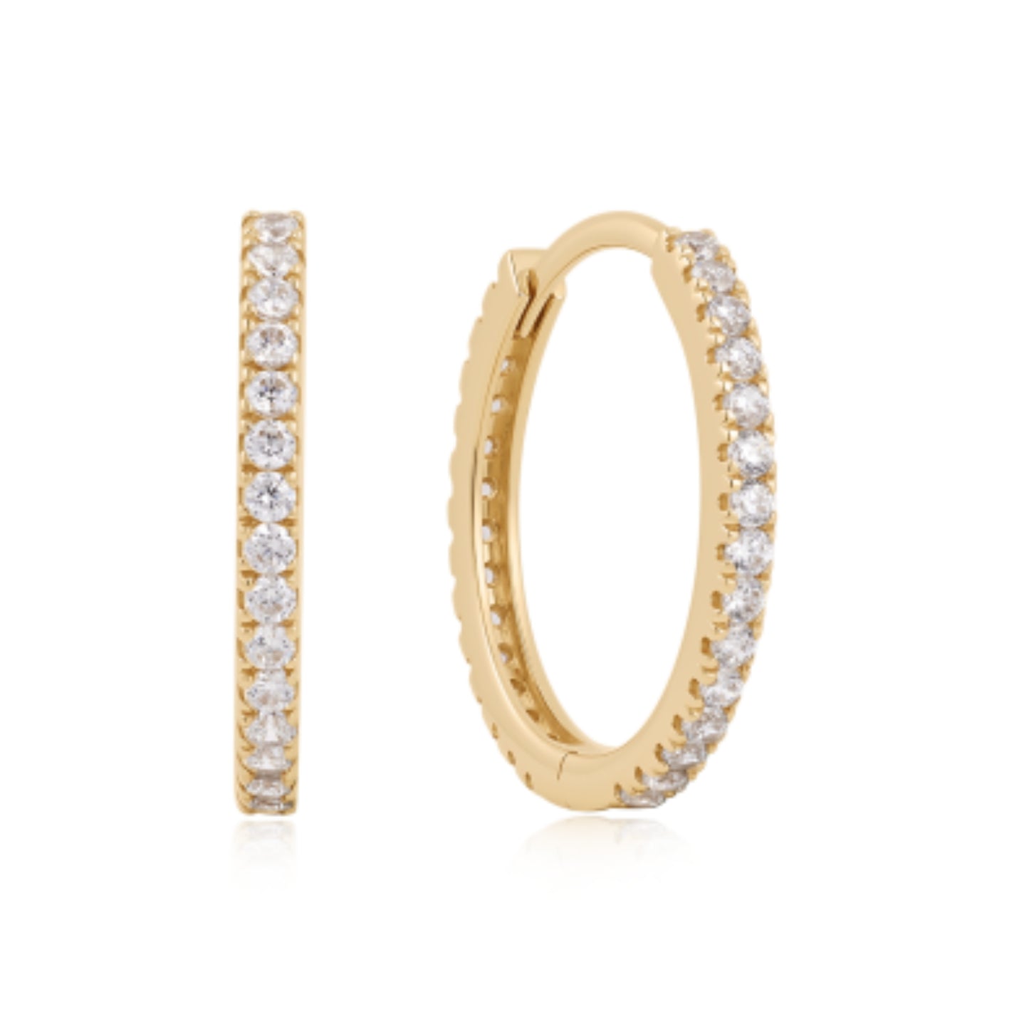 14k Gold Diamond Hoops