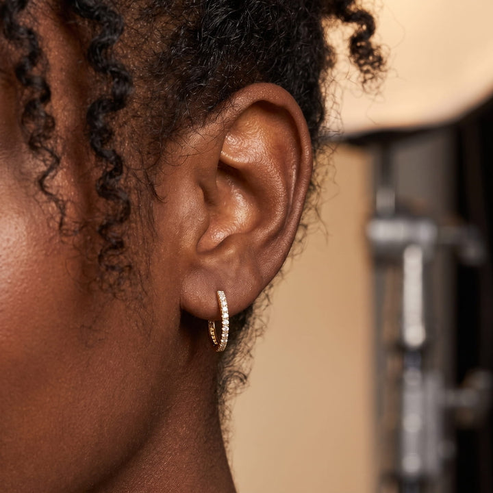 14k Gold Diamond Hoops