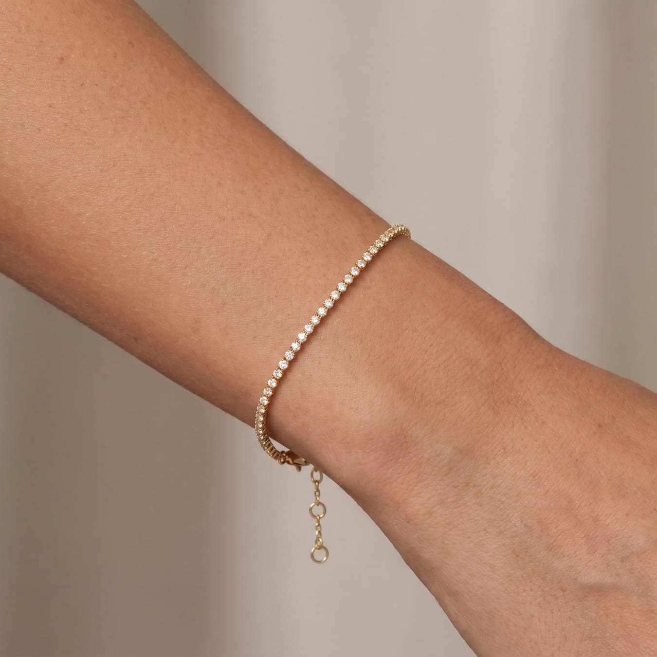 14k Plated Dainty Tennis Gold Bracelet