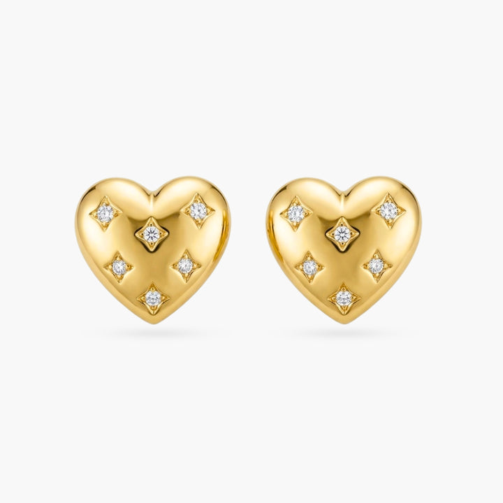 The Rhinestone Cowgirl Heart Gold Earrings