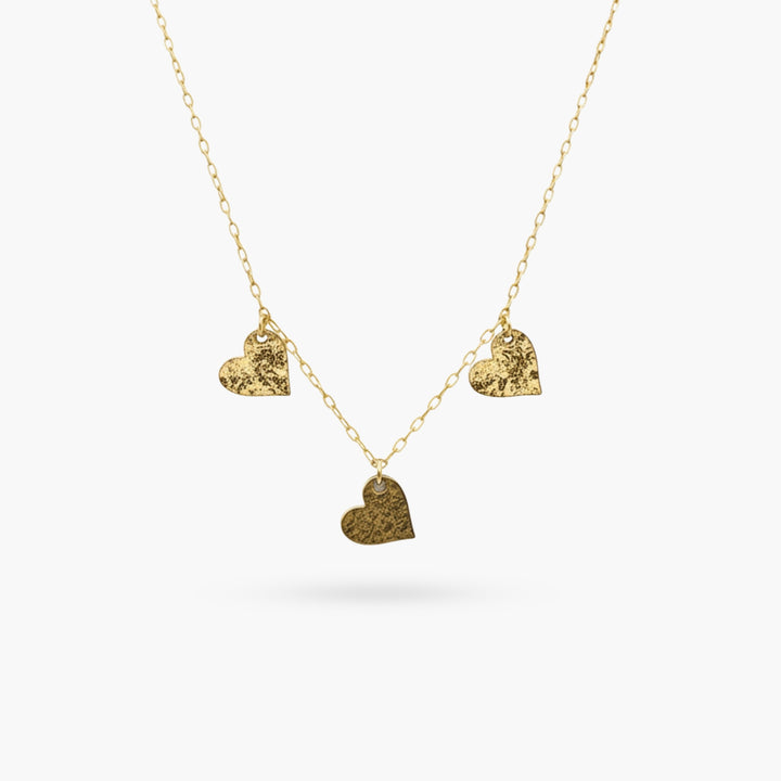 The Triple Hammered Heart Necklace