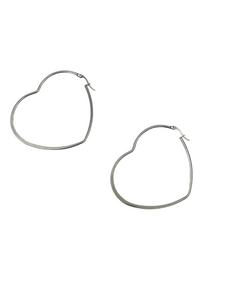 The Large Silver Heart Hoop Earrings