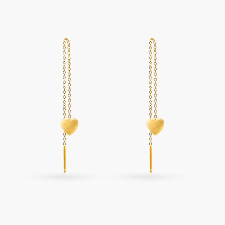 Heart on a String Gold Earrings