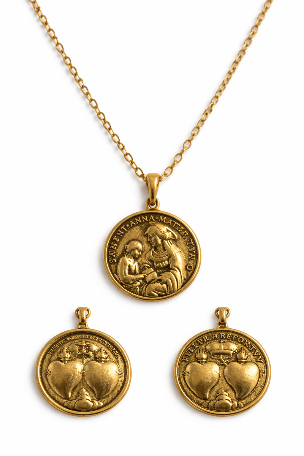 Sacred Heart Gold Large Coin Necklace
