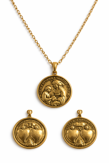 Sacred Heart Gold Large Coin Necklace