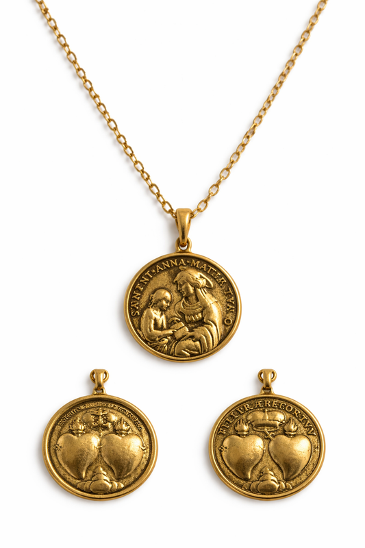 Sacred Heart Gold Large Coin Necklace
