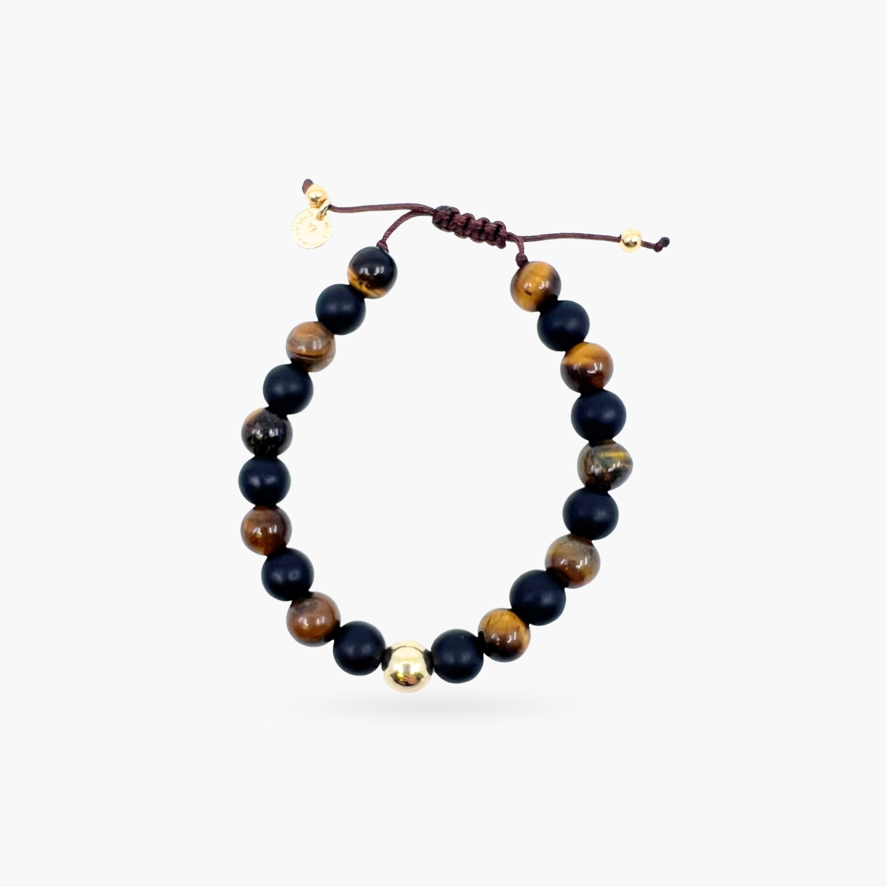 Black Onyx & Tiger Eye Cord Bracelet