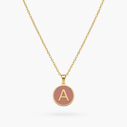 Alphabet Letter Necklace - Round Mother of Pearl