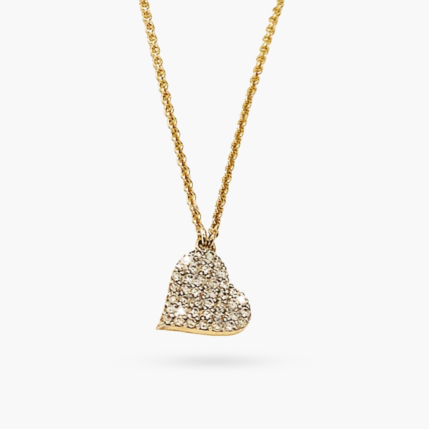 The Lovely Heart Necklace in White Diamond & 14K Gold