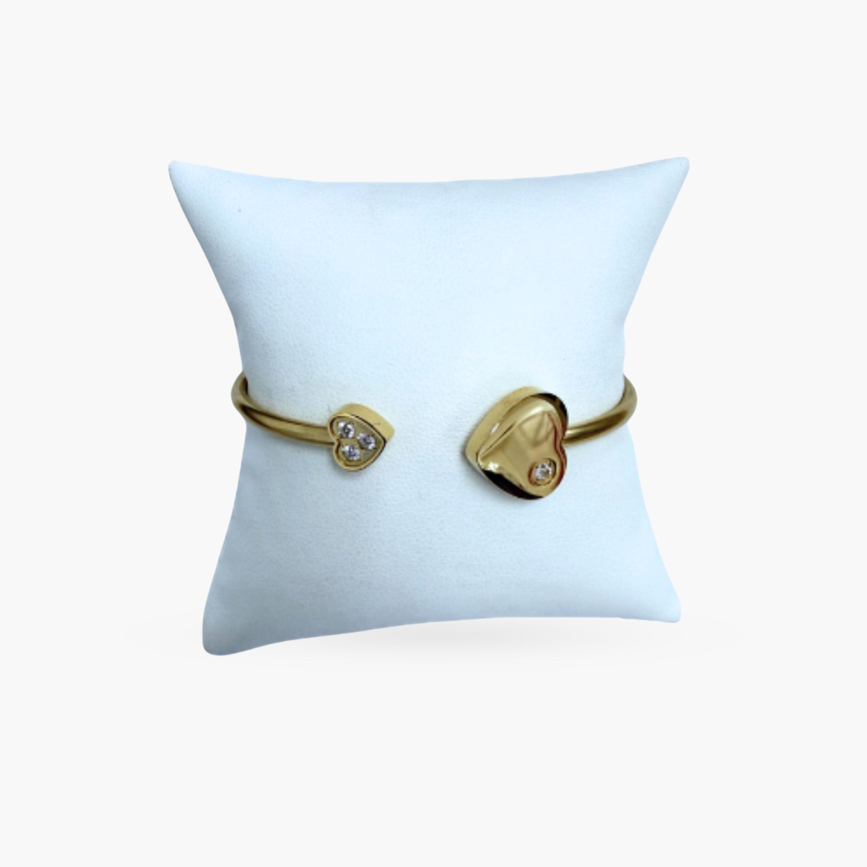 Two Hearts Gold Cuff with Rhinestones