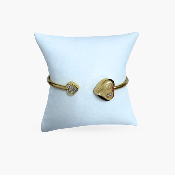 Two Hearts Gold Cuff with Rhinestones