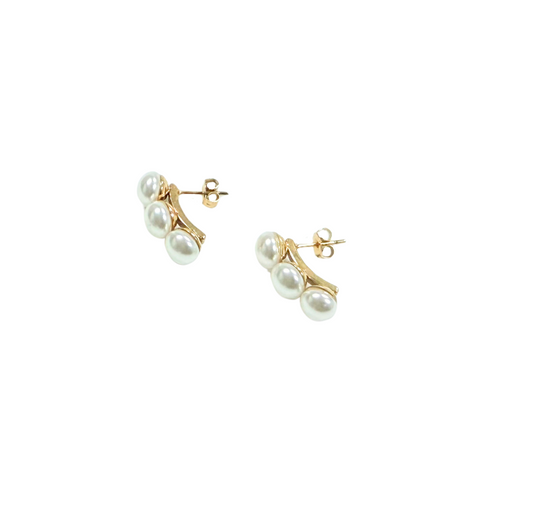 The Three Sisters Pearl Gold Earrings