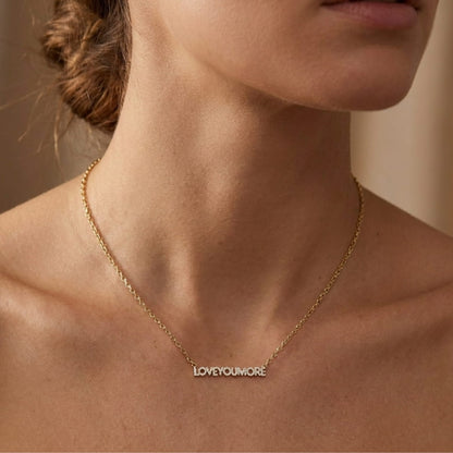 Love You More Gold Horizontal Necklace Bling