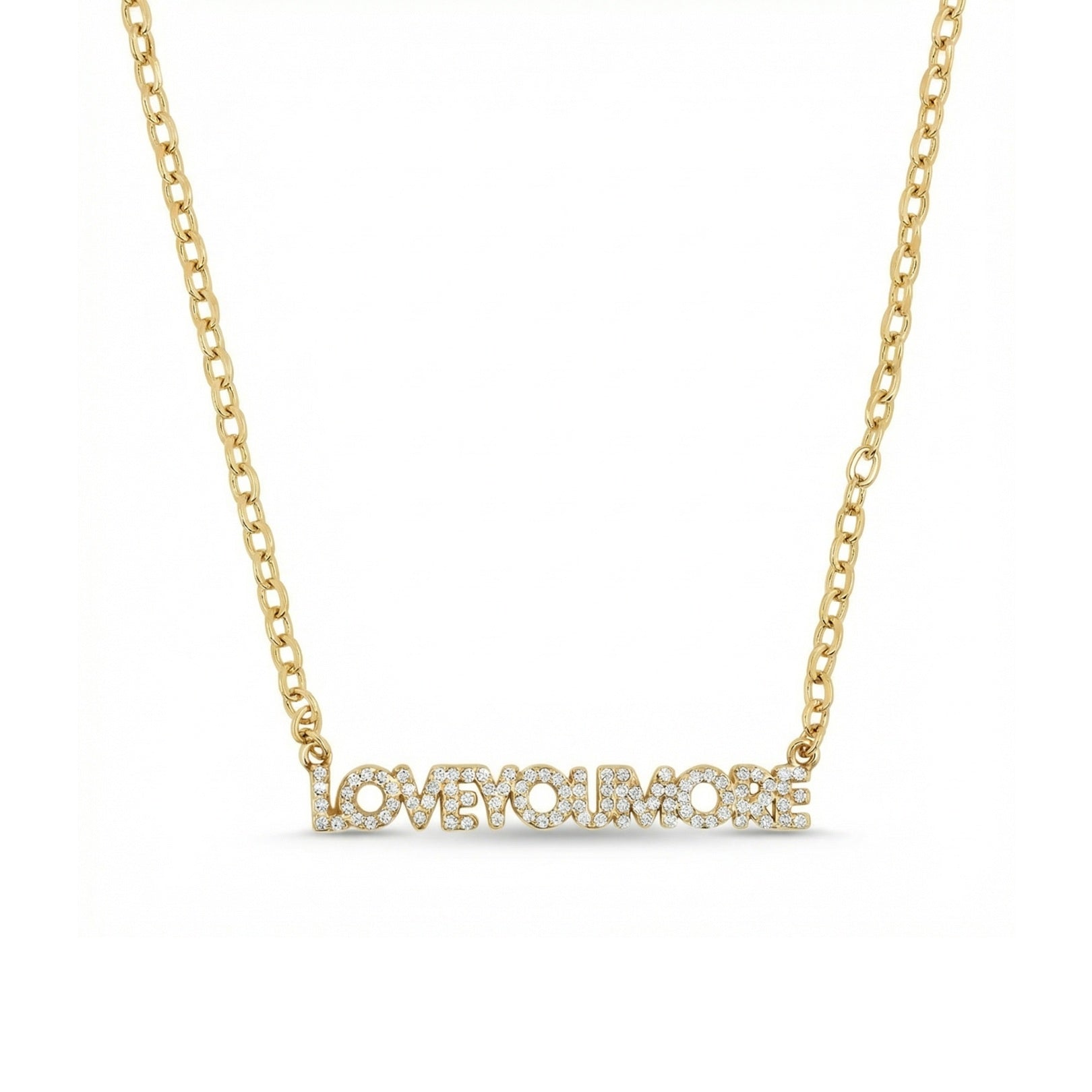 Love You More Gold Horizontal Necklace Bling